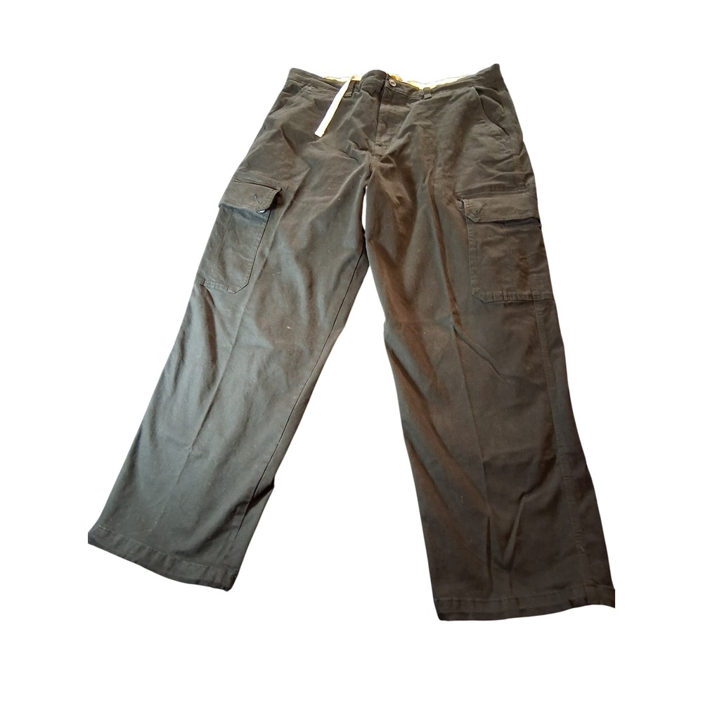 The Stronghold Relaxed Straight Cargo Pants Mens 38x32 Black Drawstring Utility